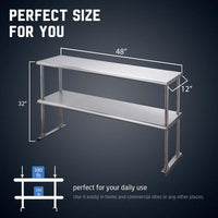 Profeeshaw Stainless Steel Overshelf for Prep & Work Table 12” x 48” - $80