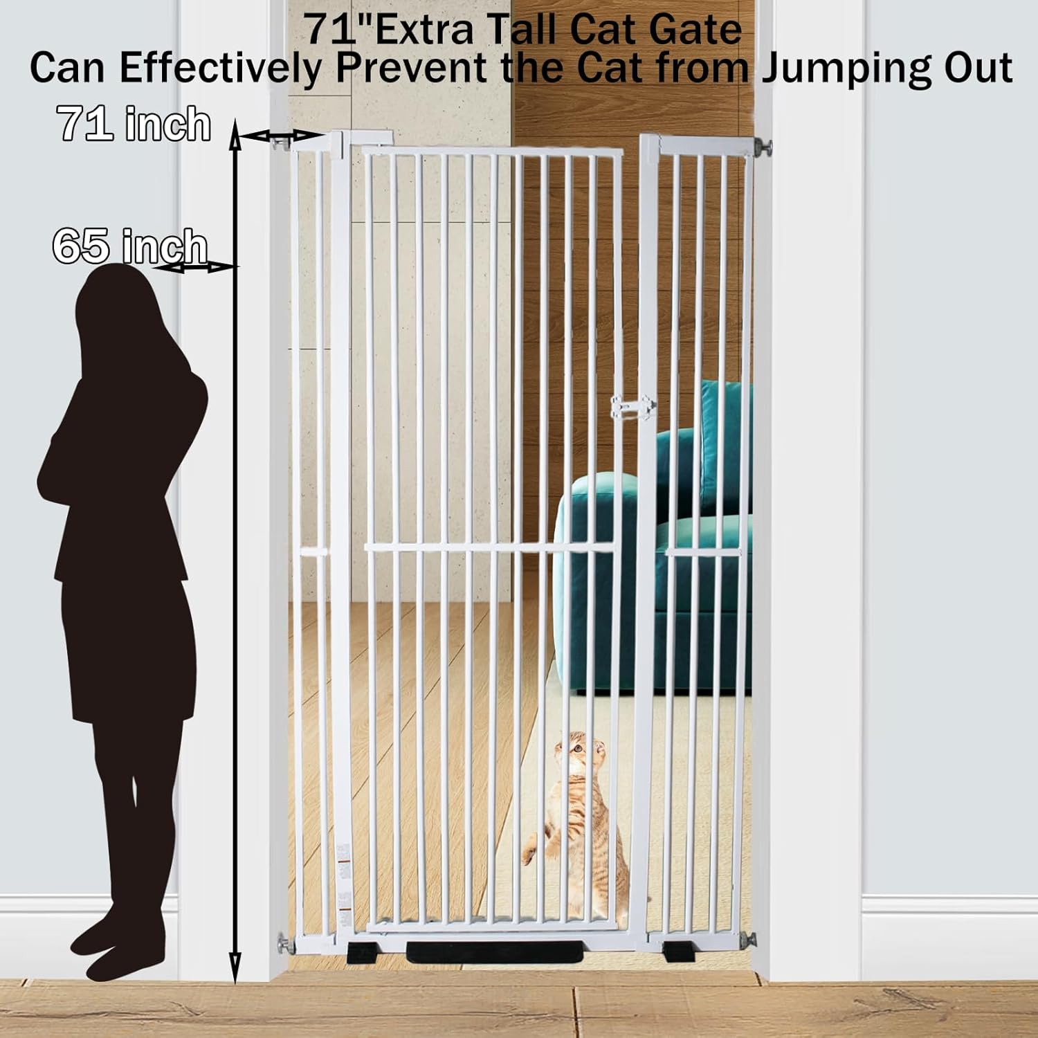 71 Inch Extra Tall Cat Pet Gate Baby Gate Adjustable 29.13 and 45.63 DISCOUNT BROS