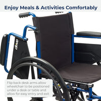 Drive Medical Blue Streak Wheelchair with Flip Back Desk Arms, Elevating Leg Rests - $85