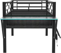 Harper & Bright Designs Gaming Mid Loft Bed Frame with Desk, LED, Twin, Black - $110