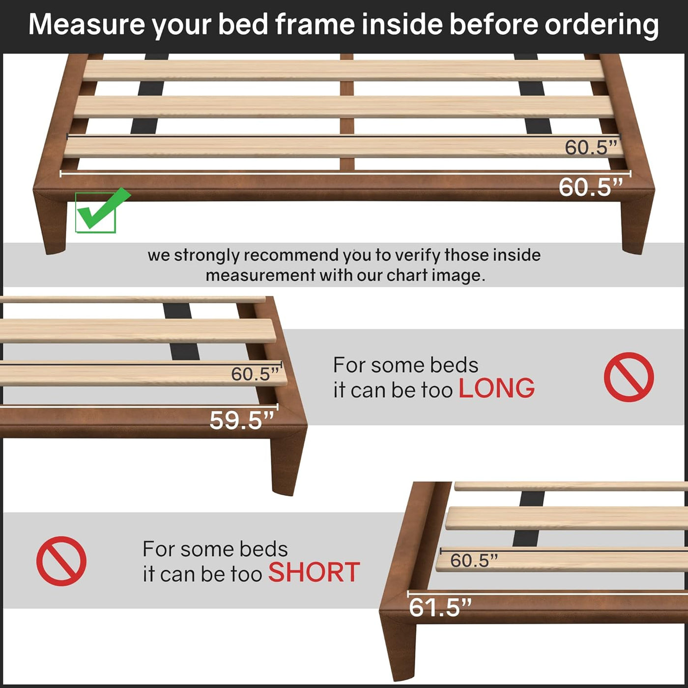 Mayton, 0.68-Inch Heavy Duty Horizontal Wooden Bunkie Board/Bed Slats, Queen - $40