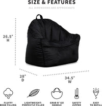 Big Joe Hug Bean Bag Chair, Black Plush, Soft Polyester, 3 feet - $50