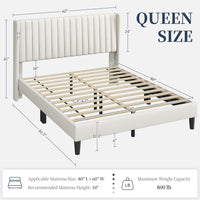 Yaheetech Queen Bed Frame Upholstered Platform Bed with Fabric Headboard - $90