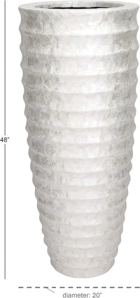 Deco 79 Capiz Shell Decorative Vase Tall Floor Centerpiece Vase with Ripple Design - $155