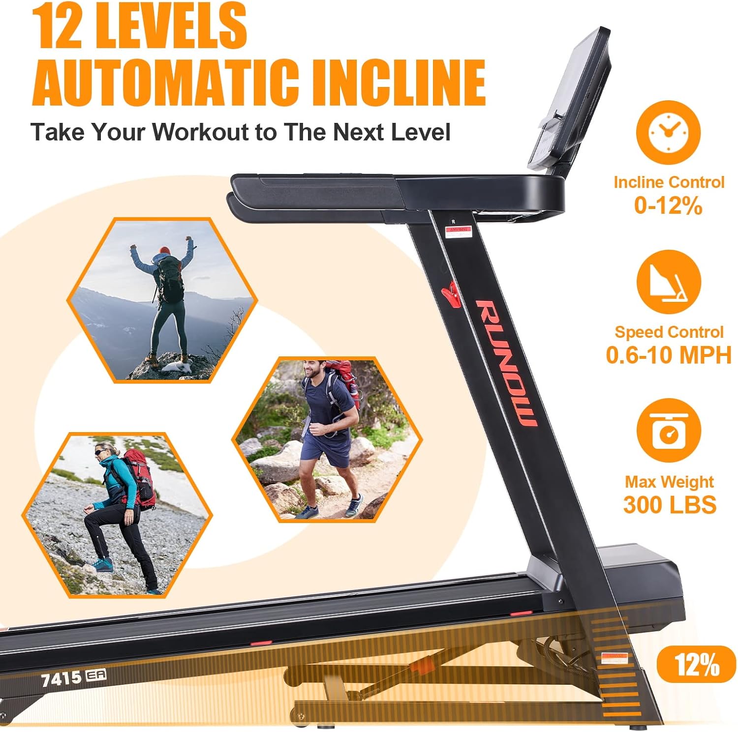 RUNOW Treadmill with Incline, Perfect as Treadmills for Home Walking and Running - $445