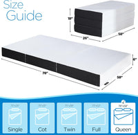 Folding Mattress Queen Size,6 inch Tri-fold Memory Foam Mattress Topper - $150