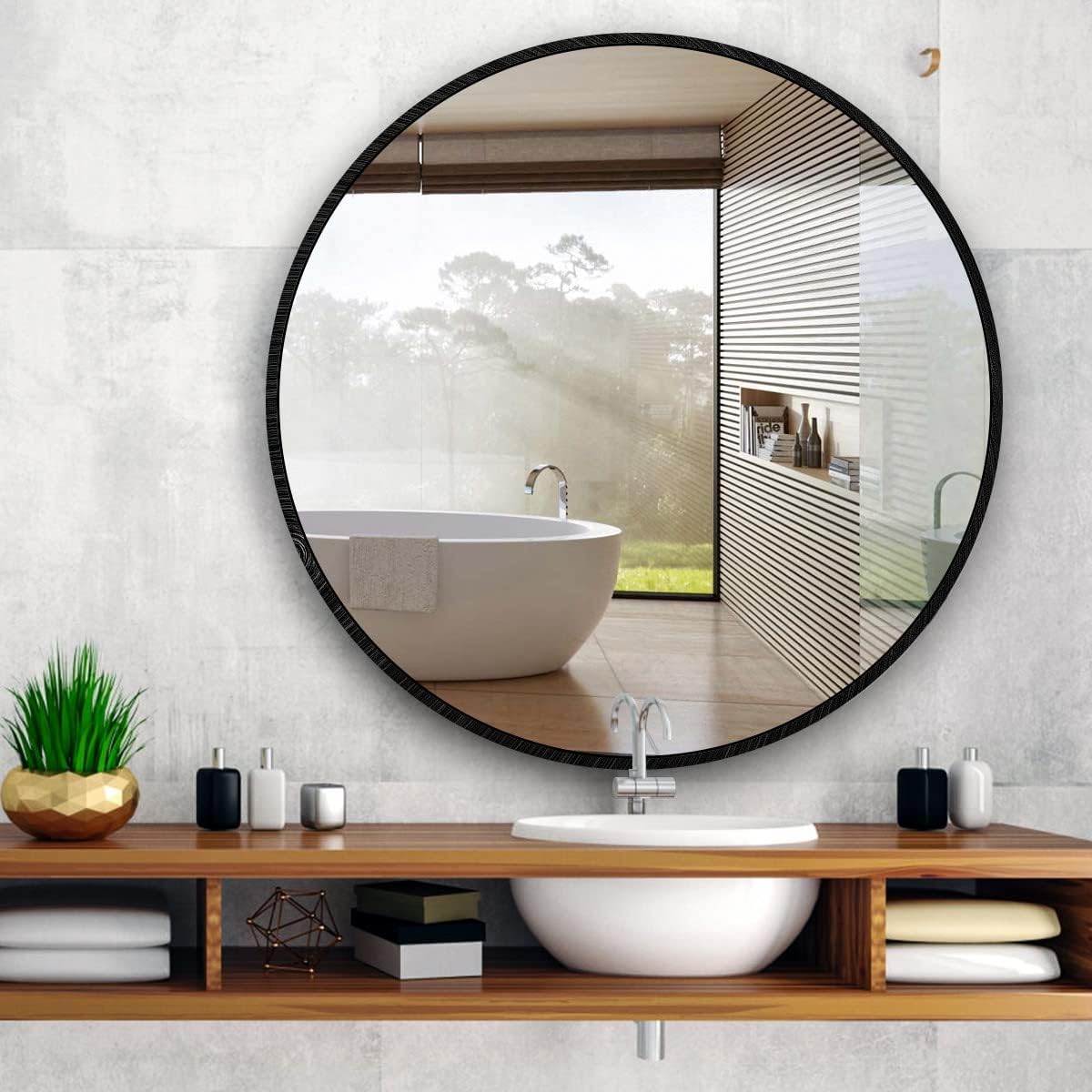 Itrue Black Round Mirror 36 Inch for Bathroom - $70