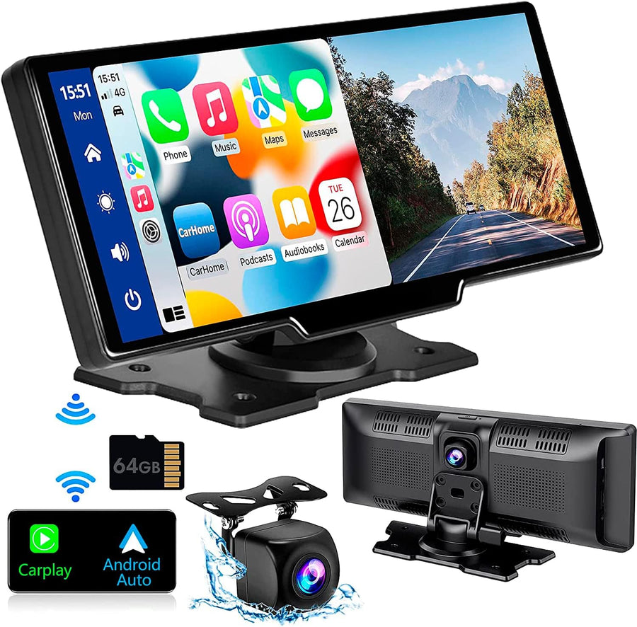 Trumsey Portable Built-in 2.5K Dash Cam Car Stereo - $90