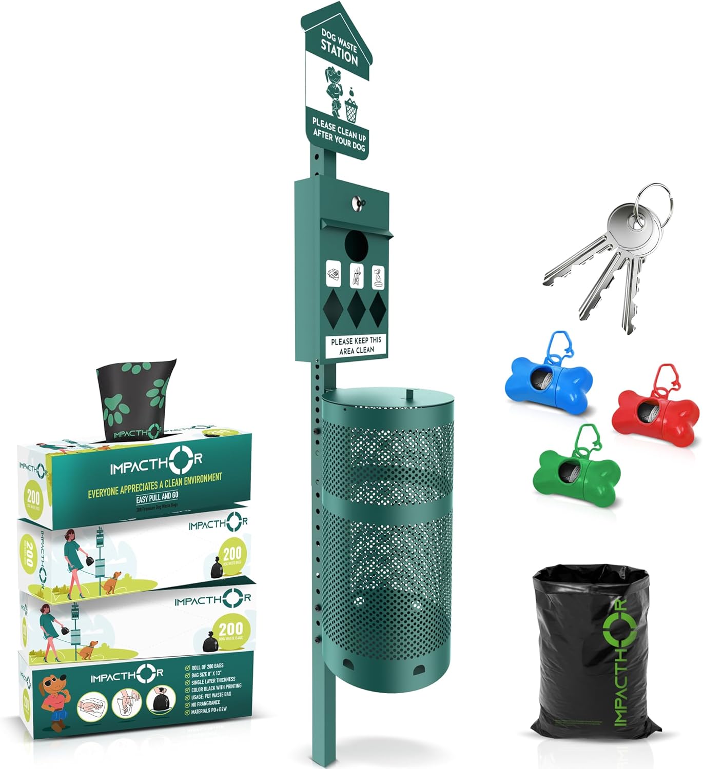 Dog Waste Station Outdoor Pet Waste Station, Desing With 4 Wholes - $120