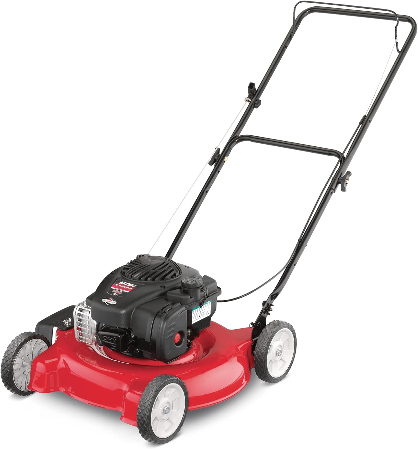20-in Push Lawn Mower with 125cc Gas Powered Engine, Black and Red - $160