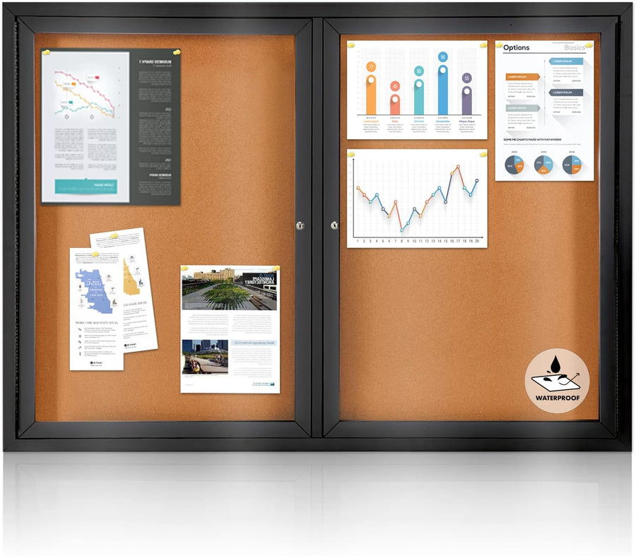 Enclosed Bulletin Board Outdoor Noticeboard with Locking Door, 48 x 34 in - $240