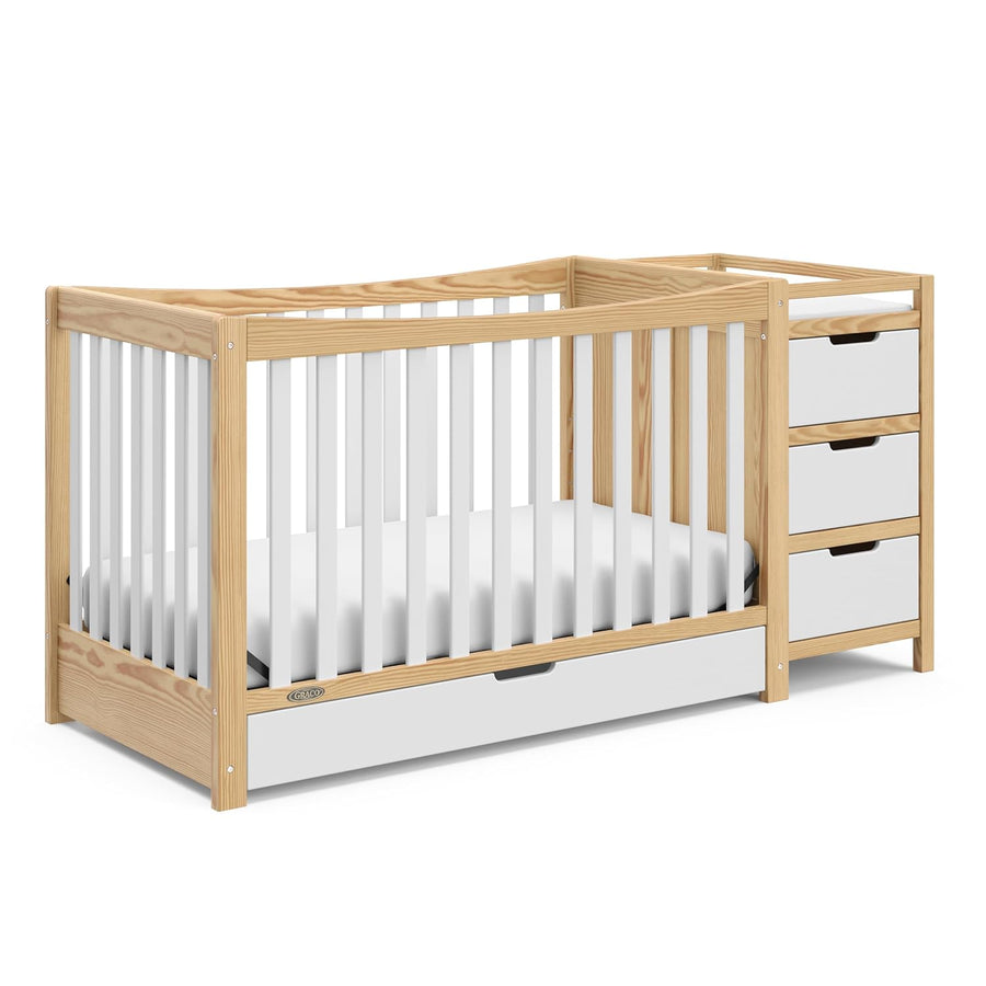 Graco Remi 4-In-1 Convertible Crib & Changer With Drawer (White & Natural) - $205