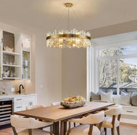 Siljoy Modern Crystal Chandelier 16 Lights Brass Gold Round 2-Tier - $375