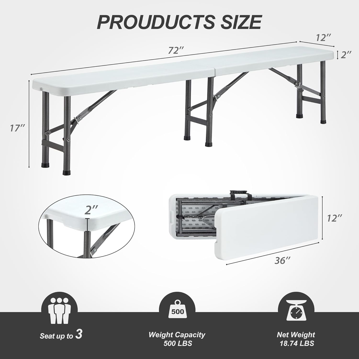 Plastic cheap folding bench