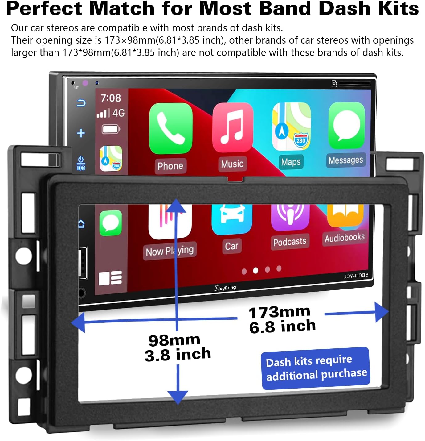 Car Stereo Compatible with Apple Carplay, 7 Inch Full HD Capacitive Touchscreen - $110