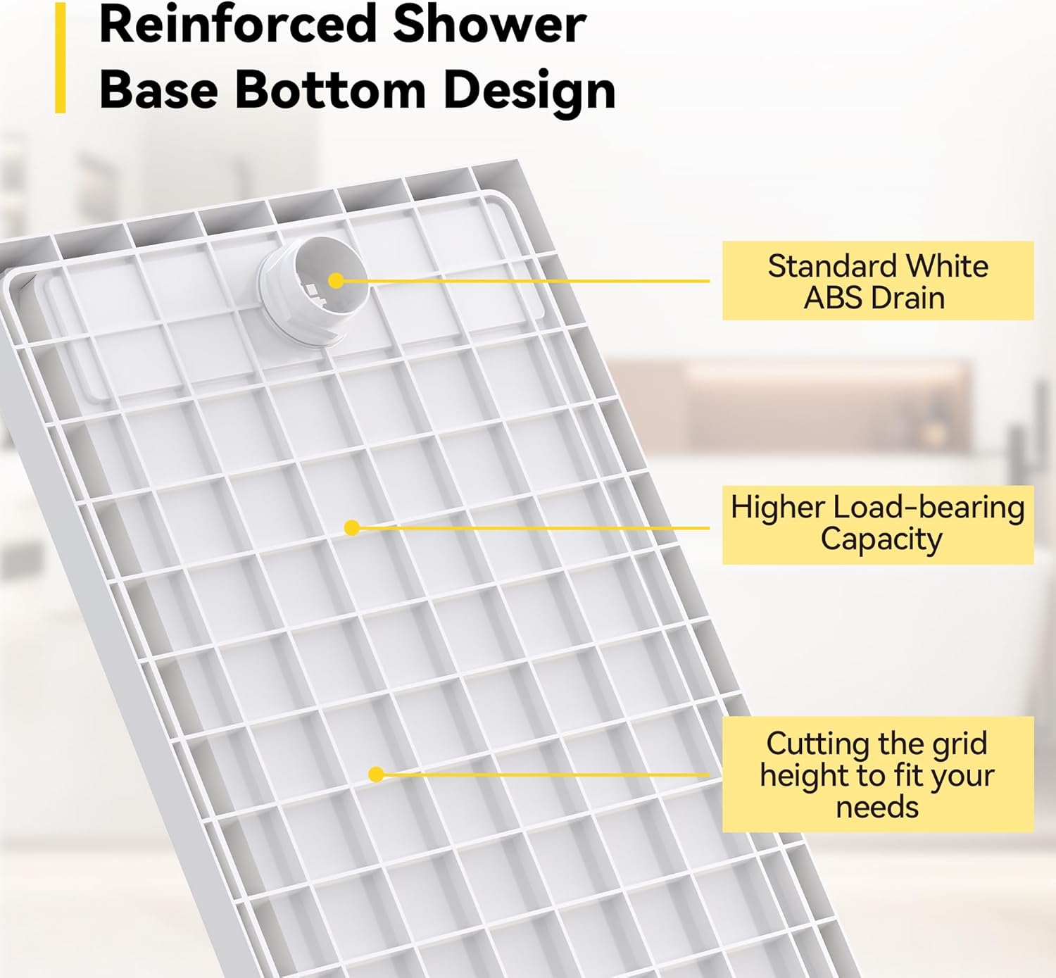 Sunrosa Shower Base 60"× 36"×4", Single Threshold Shower Bases with Right Drain - $290