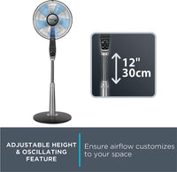 Rowenta Turbo silence Stand Fan Oscillating Fan with Remote Control, Silver - $116