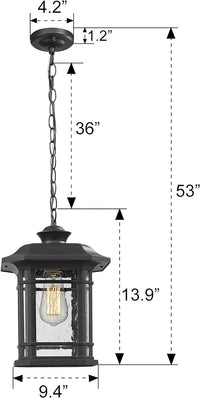 Emliviar Modern Exterior Pendant Light Lantern - $60