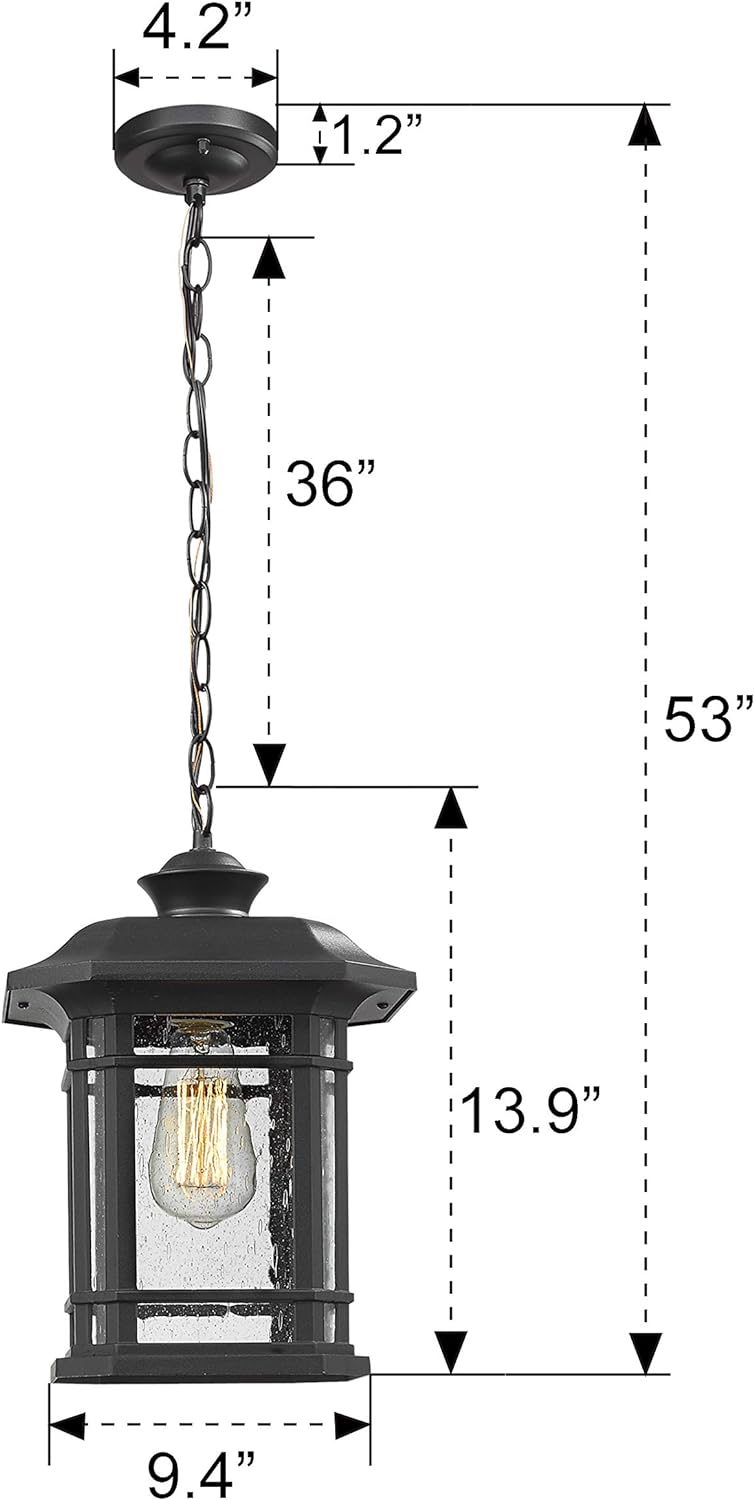 Emliviar Modern Exterior Pendant Light Lantern - $60