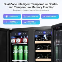 Tylza Wine and Beverage Refrigerator, 24 inch Dual Zone Wine Beverage Cooler - $540
