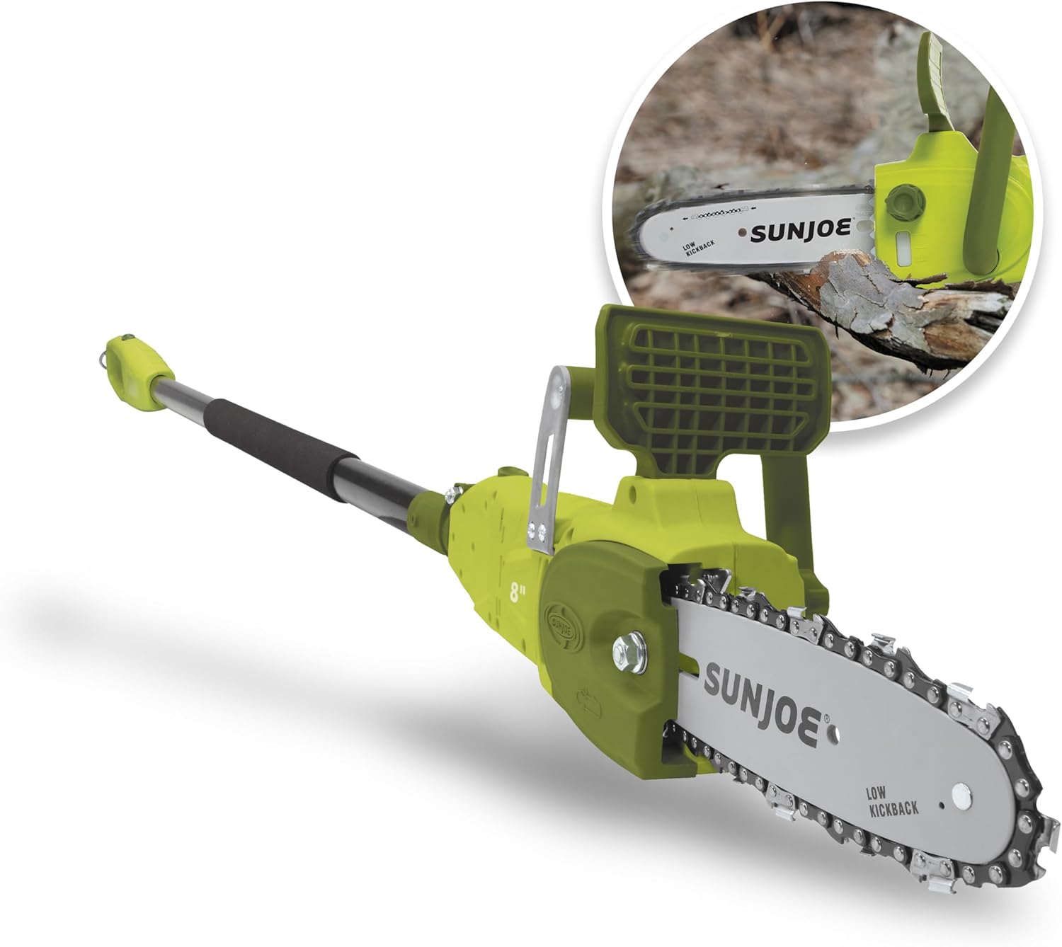 Sun Joe SWJ806E 8-Inch 8.0 Amp 2-in-1 Convertible Pole Chain Saw, Green - $60