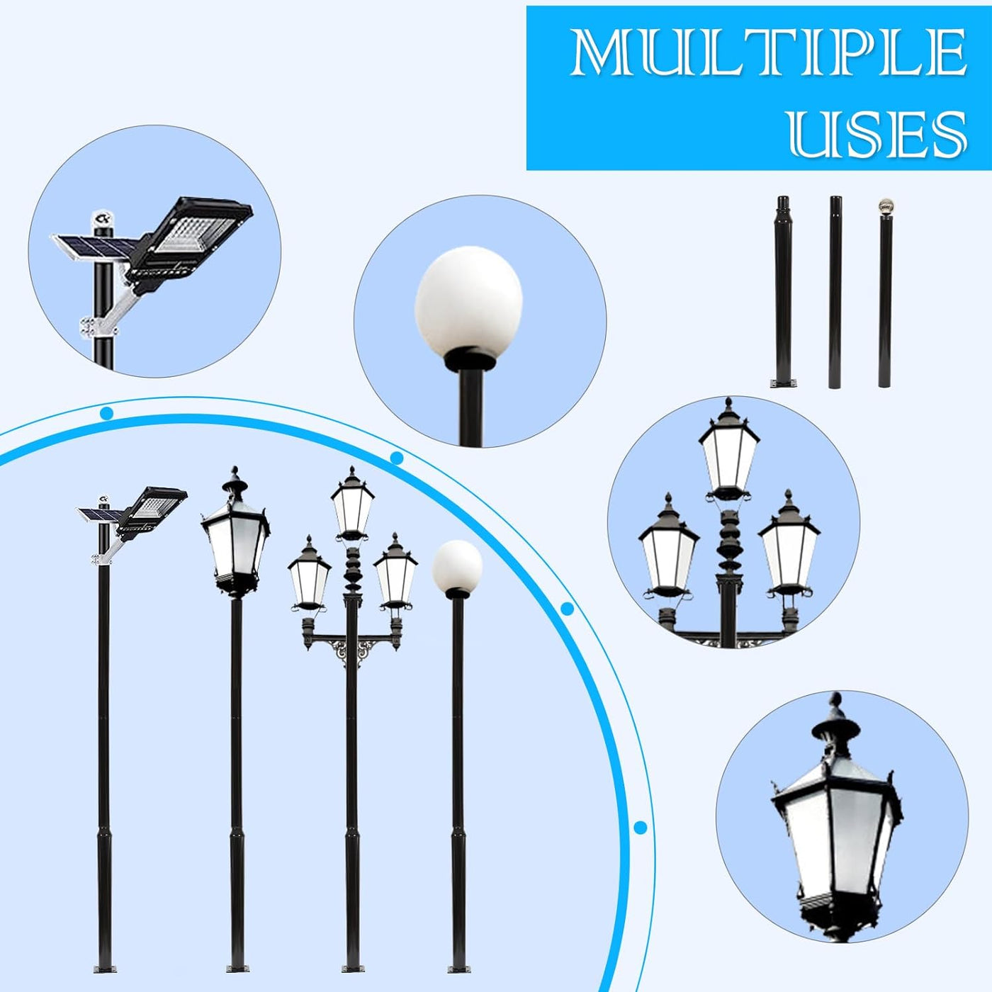 UNDADE 10Ft Tall Street Light Pole for Outdoor Lights - $85