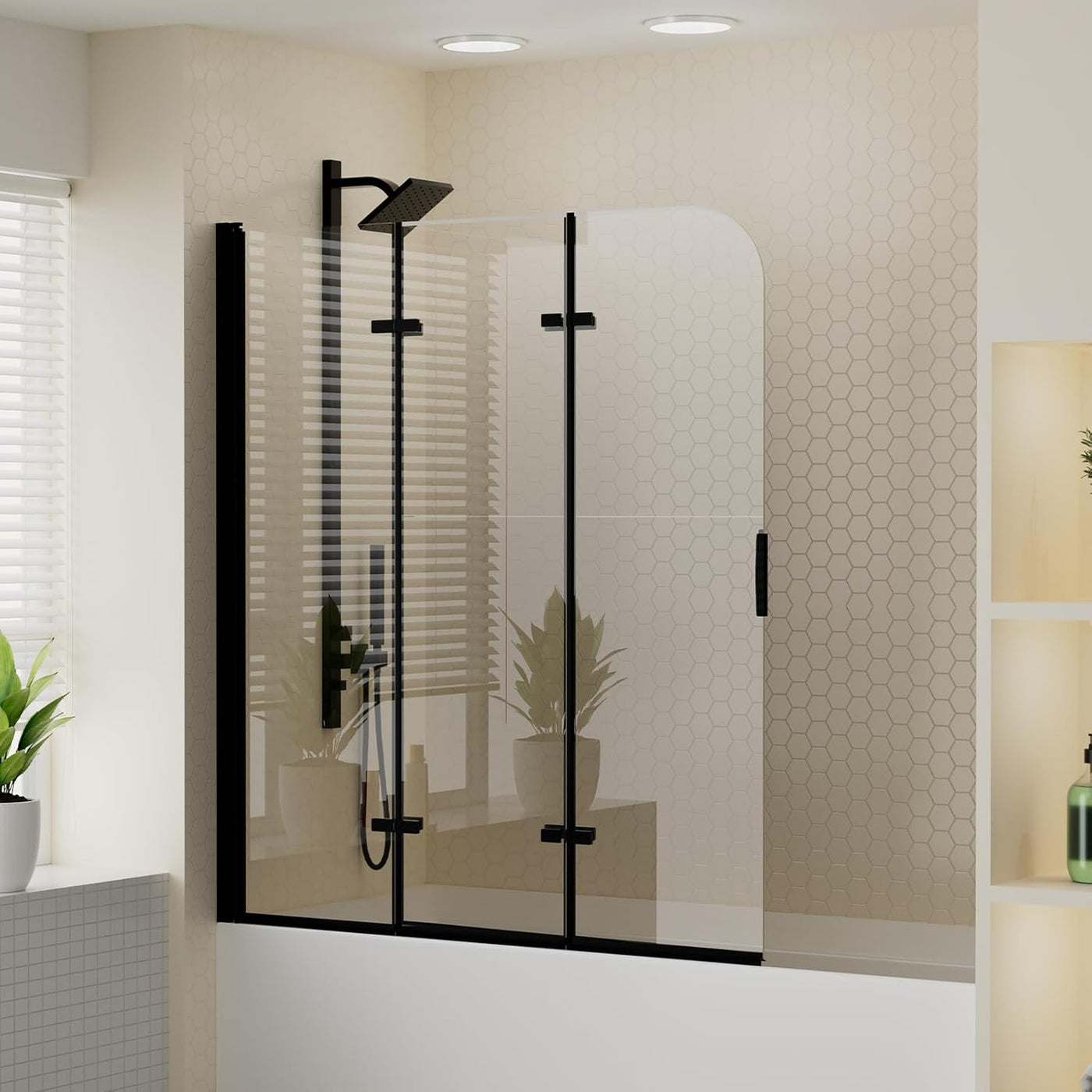 Bathtub Shower Door - 51" W x 59" H, Frameless Shower Door with Foldable Hinged - $175