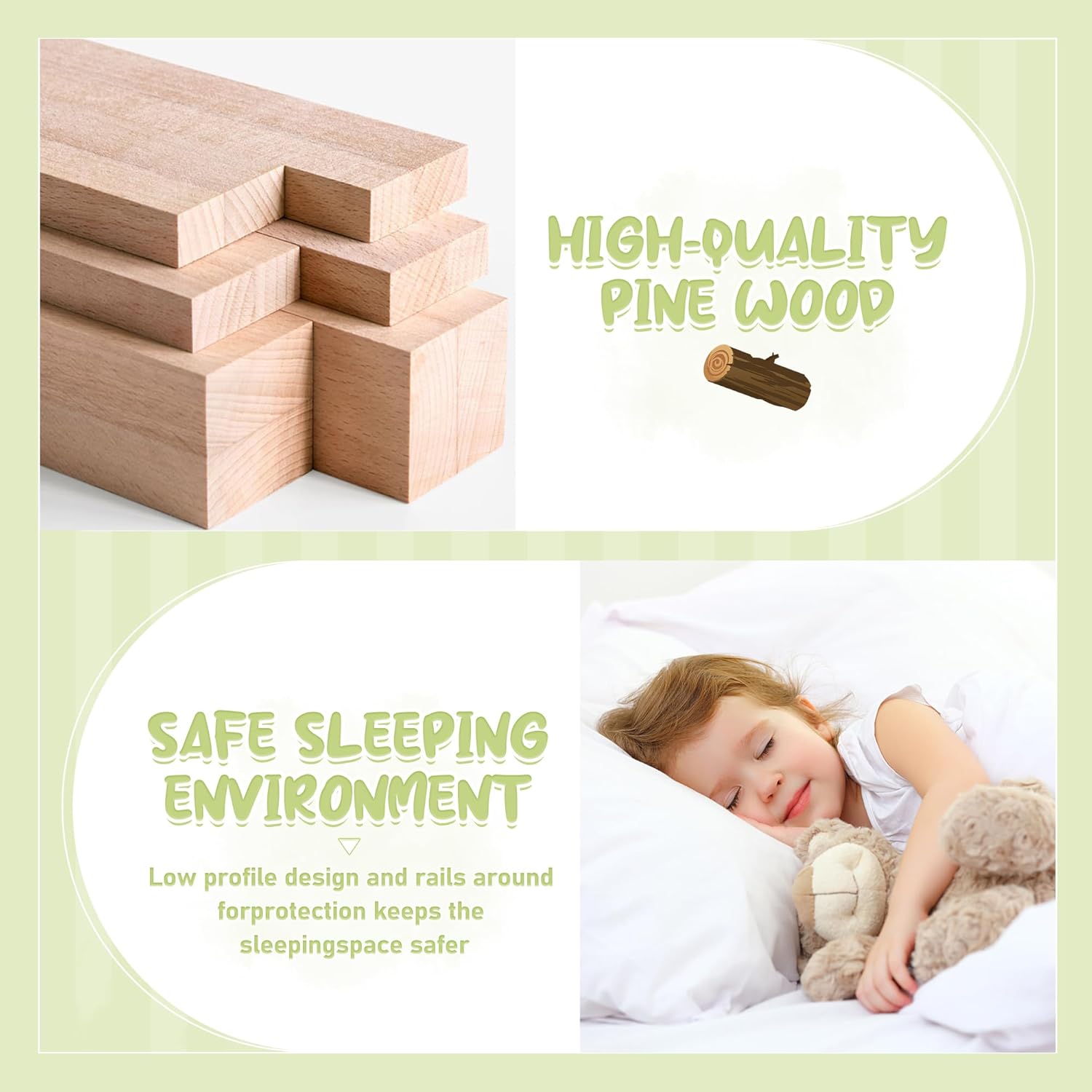 Twin Size Bed Floor Bed, Sturdy Wood Montessori Bed Frame (Natural) - $110
