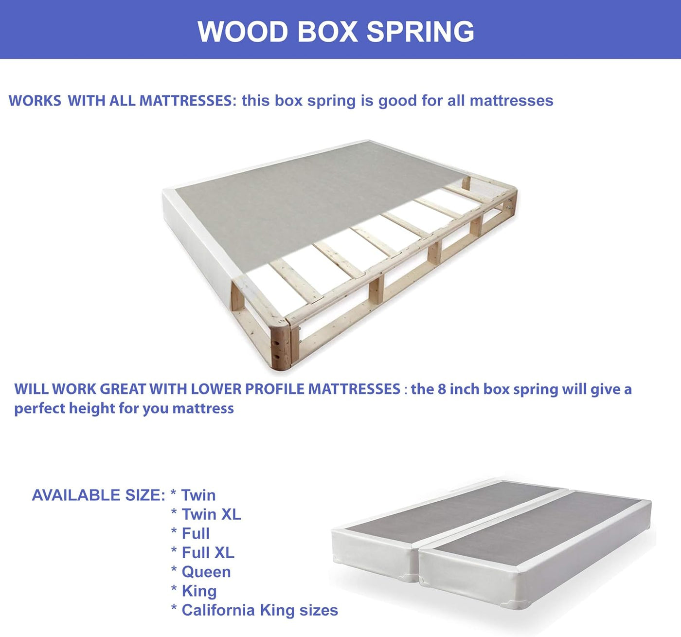 8-inch Fully Assembled Split Box Spring/Foundation for Mattress, Full Size - $125