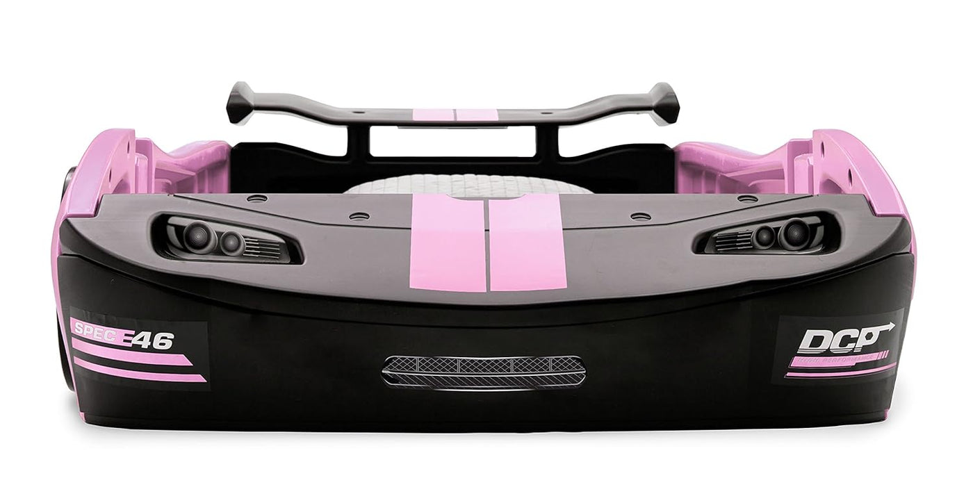 Delta Children Turbo Race Car Twin Bed, Pink - $130