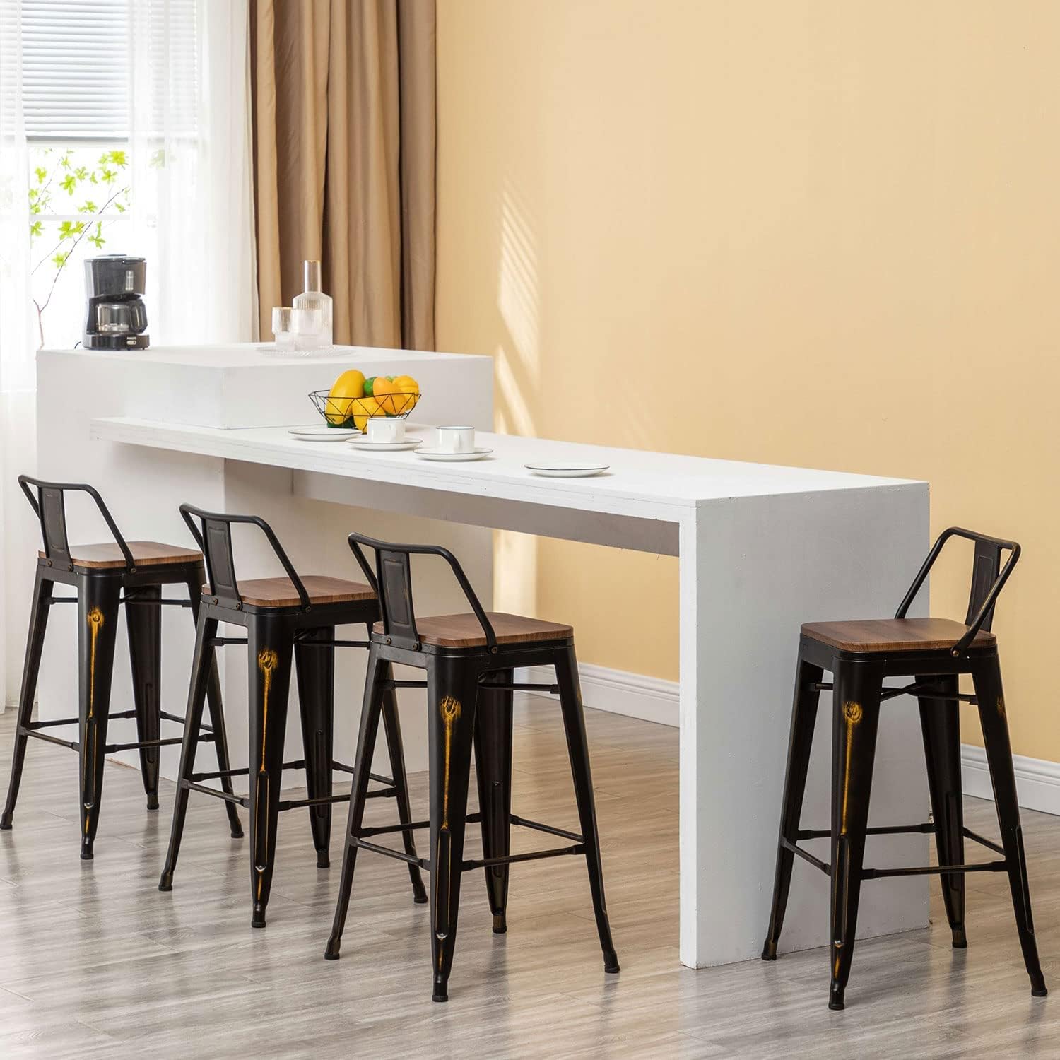 Andeworld Bar Stools Set of 4 Counter Height Stools Industrial Metal - $95