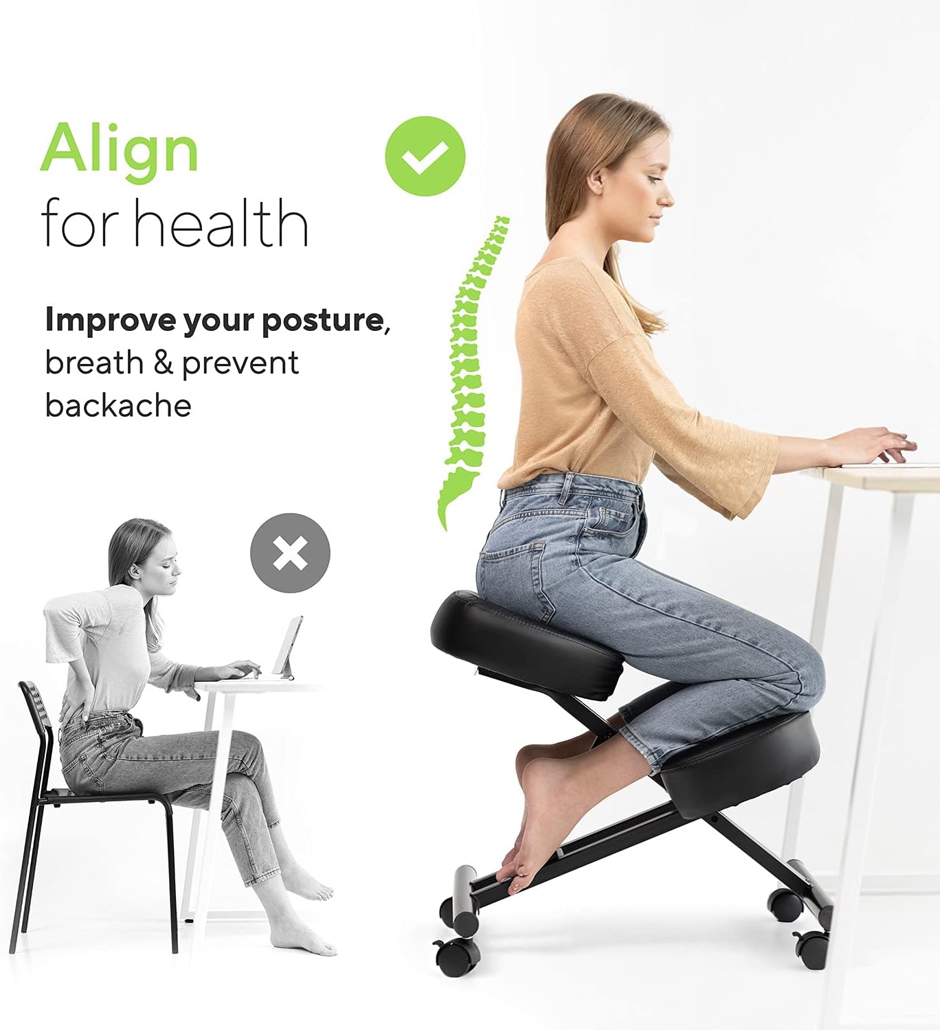 Luxton Home Ergonomic Kneeling Chair with Memory Foam Layer - $60