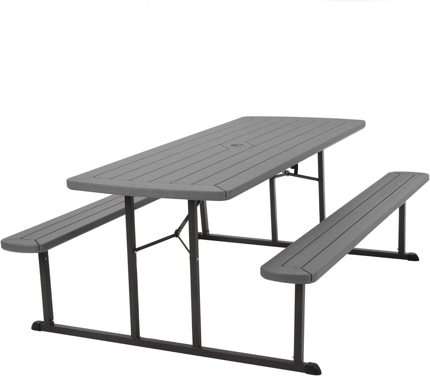 COSCO Outdoor Living 6 ft. Folding Picnic Table, Dark Gray Wood Grain Resin - $160