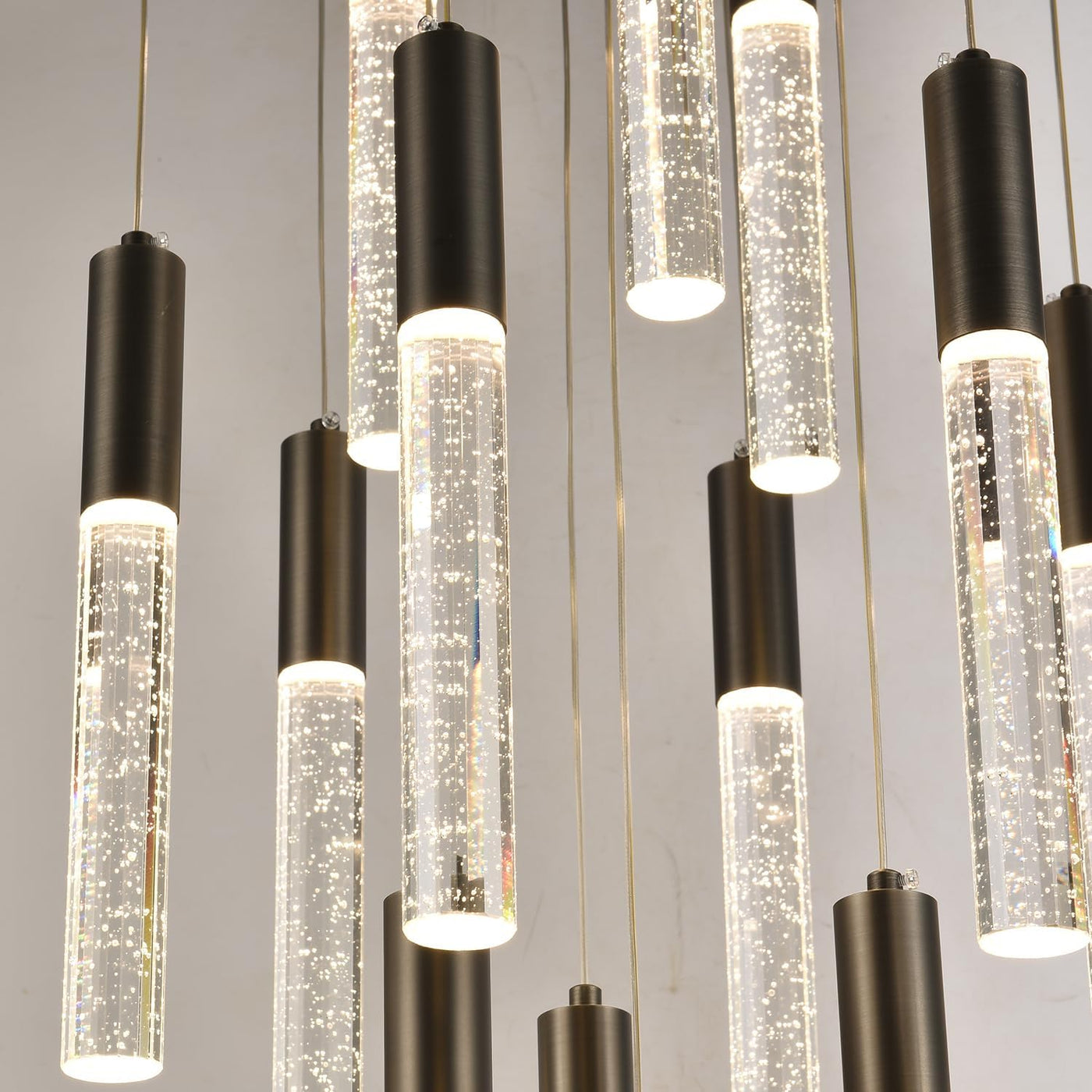 Round Black Chandelier, Modern Raindrop Hanging Lights (13 Lights) - $175