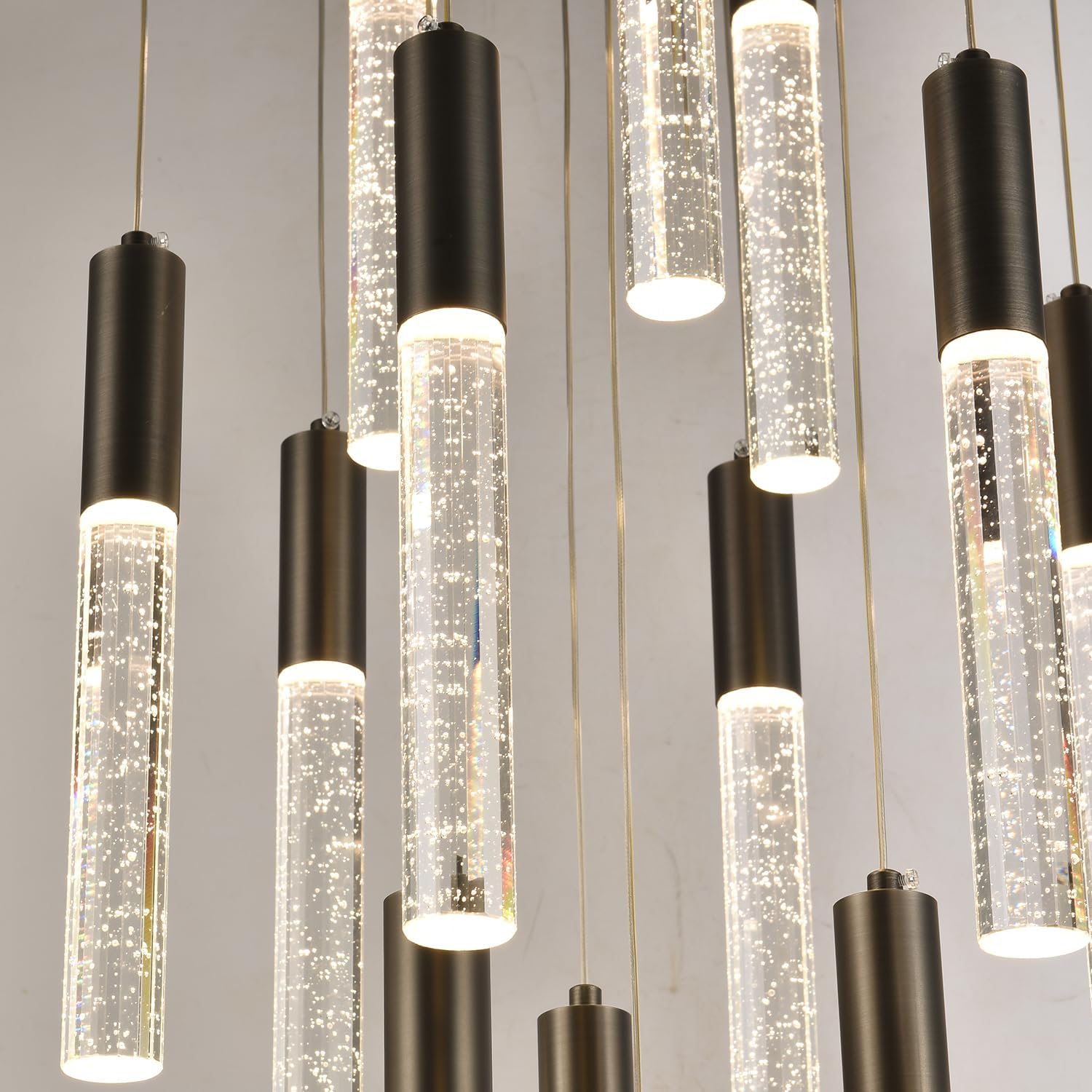 Round Black Chandelier, Modern Raindrop Hanging Lights (13 Lights) - $175