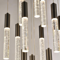 Round Black Chandelier, Modern Raindrop Hanging Lights (13 Lights) - $175