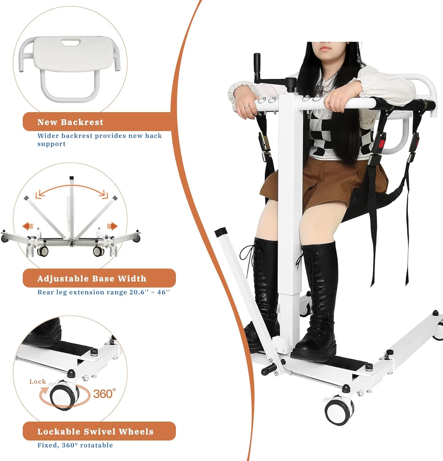 Patient Lift Wheelchair, Adjustable Patient Lift Transfer Chair w/ Upgrade Cushion - $320