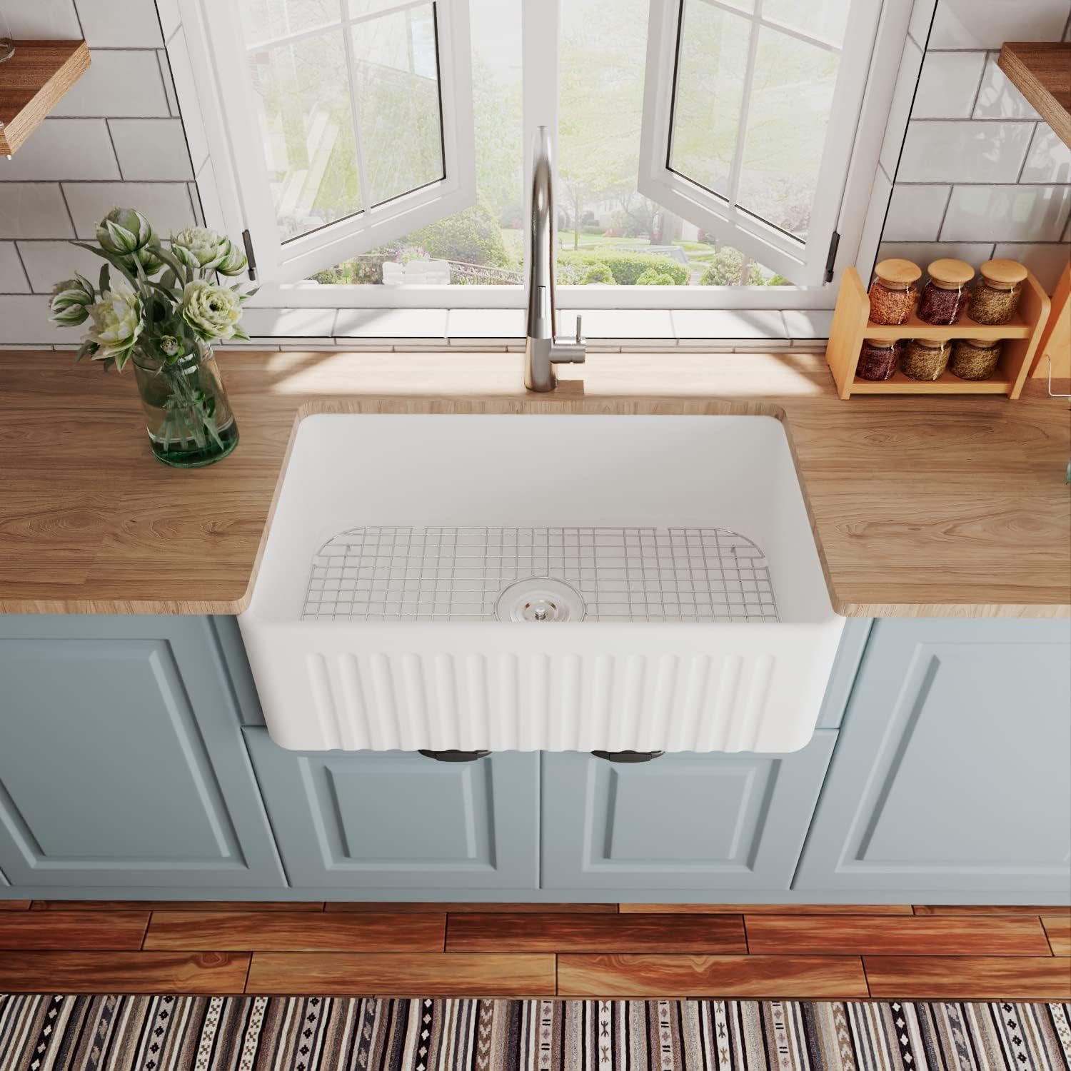 DeerValley Farmhouse Sink, 30 inch White Kitchen Sinks, Single Bowl - $170