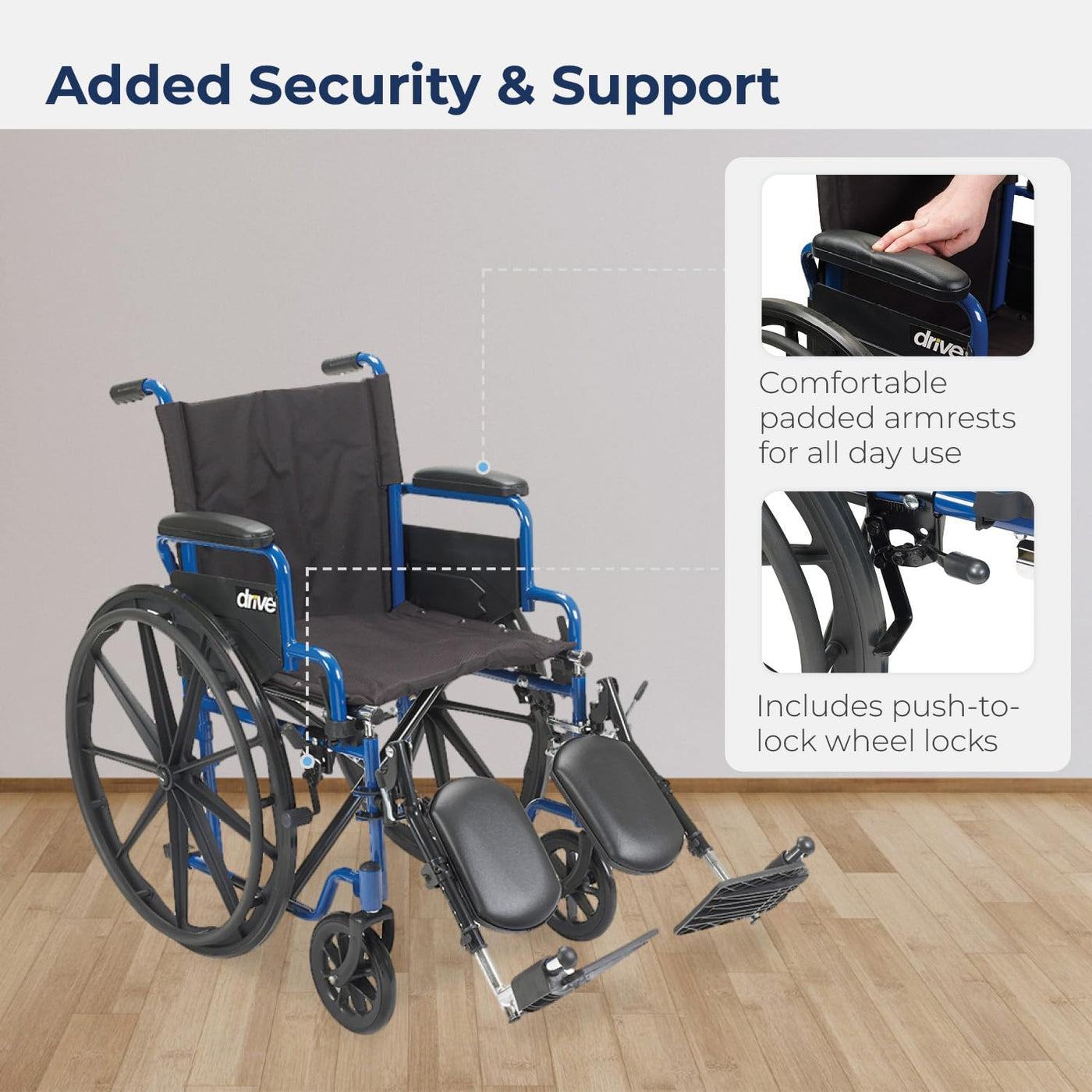 Drive Medical Blue Streak Wheelchair with Flip Back Desk Arms, Elevating Leg Rests - $85