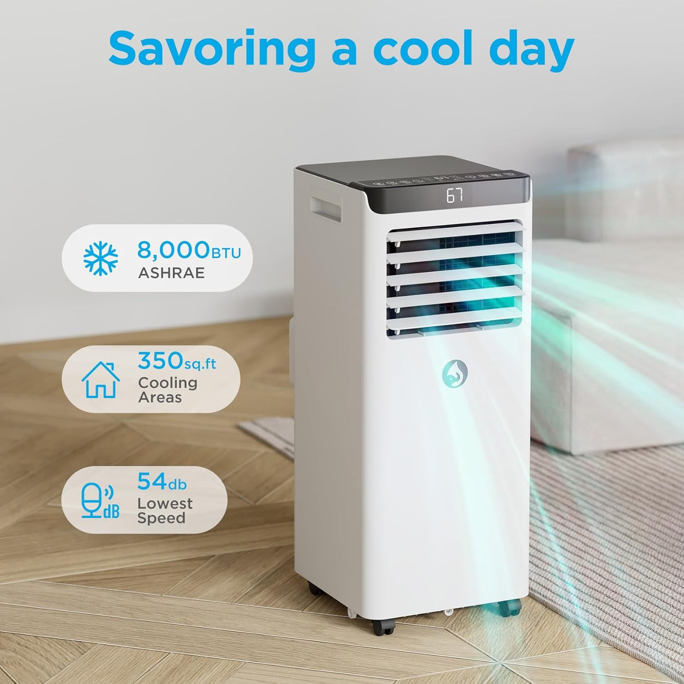 8,000 BTU Portable Air Conditioner for Large Room up to 300 Sq. Ft, 3 in 1 - $125