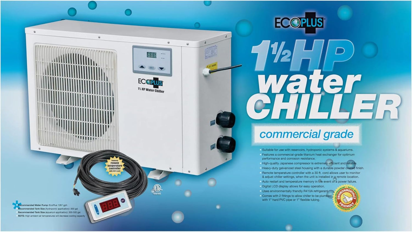 EcoPlus Commercial Grade Water Chiller, Cooler for Reservoirs, 1 ½ HP - $1000