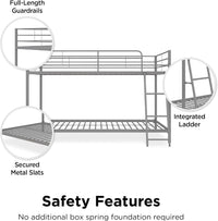 DHP Junior Twin Bunk Bed, Ideal for Small Spaces, Metal Frame, Silver - $95