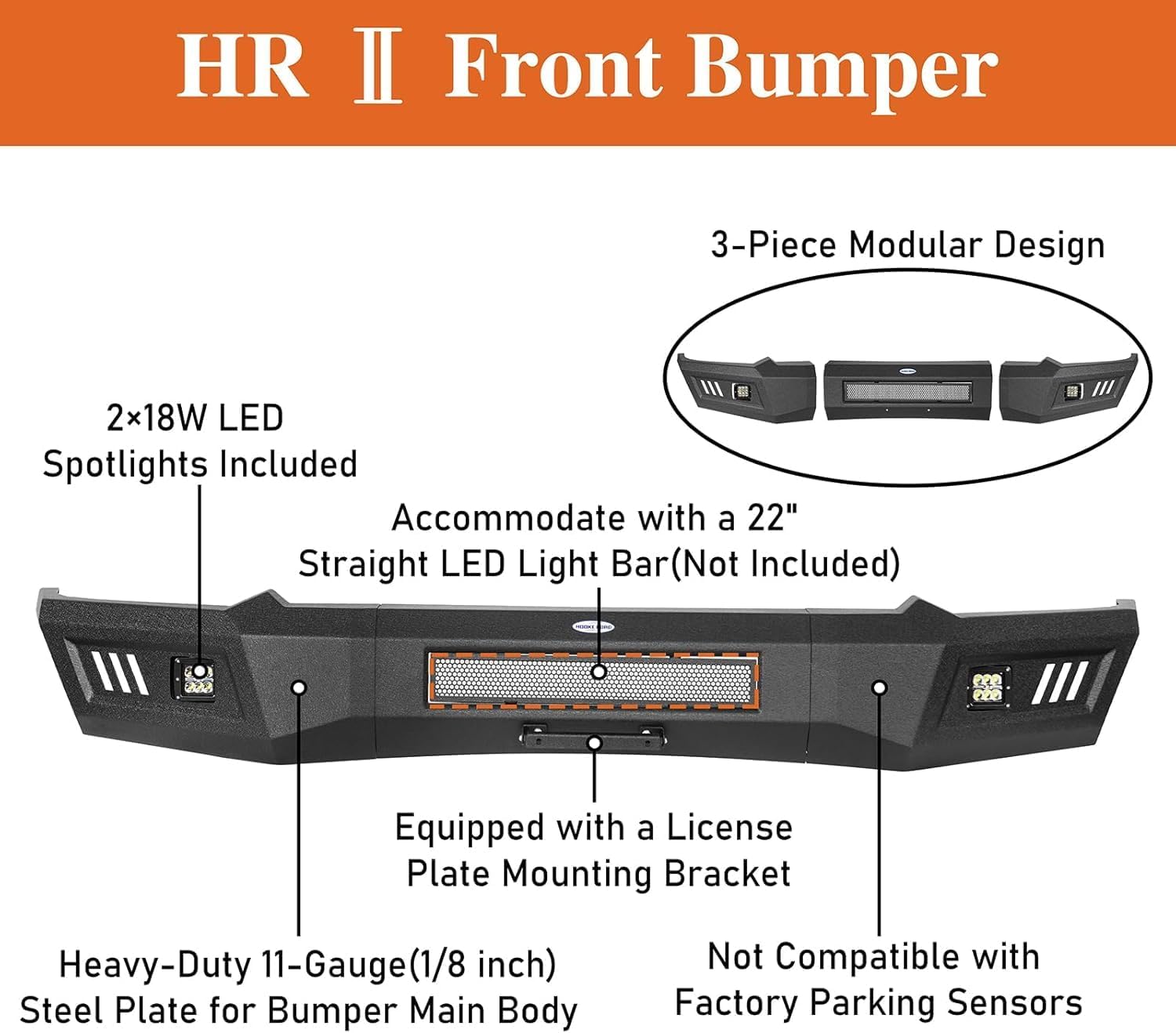 Hooke Road 19-24 Ram 1500 Full-Width Front Bumper for for Dodge Ram 1500 2019-2024 - $300