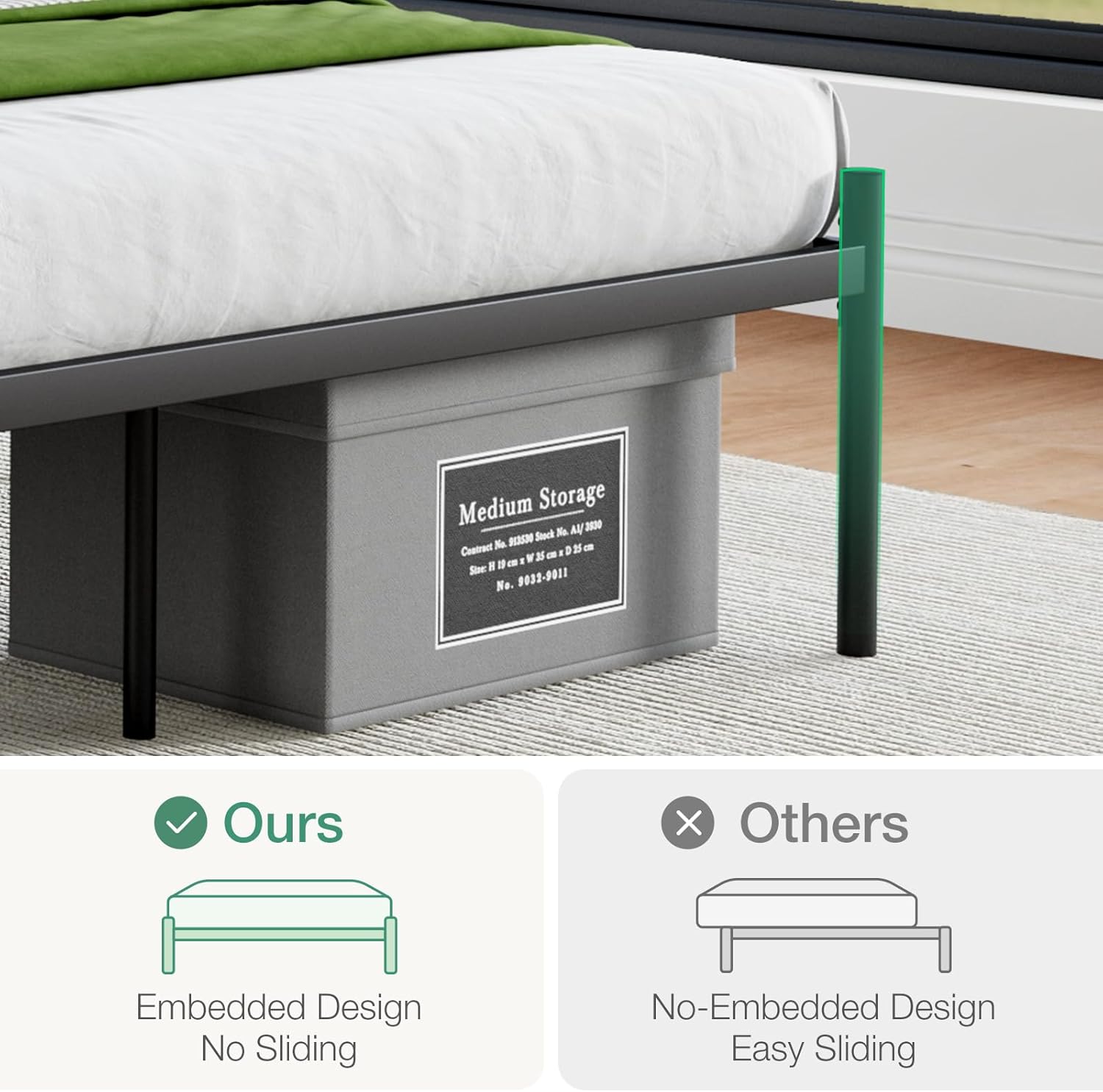 Novilla Full Size Bed Frame, 14 Inch Metal Platform Bed Frame, Black - $75