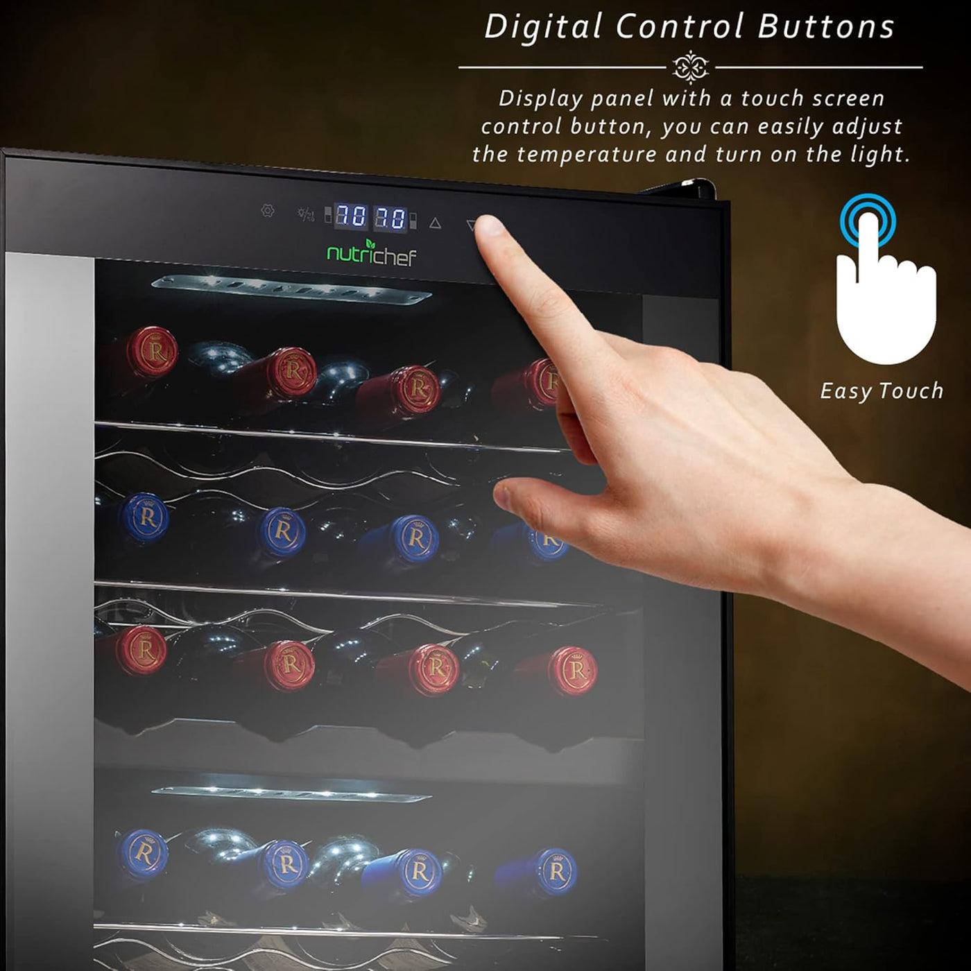 NutriChef PKCWCDS285 28 Bottle Fridge | Dual Zone Chiller | Adjustable Temperature - $285