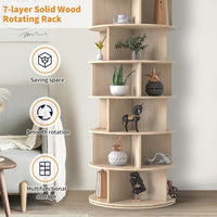 7 Tier Rotating Shoe Rack Tower, Solid Wood Spinning Shoe Display Lazy Susan - $135