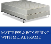 9-Inch Innerspring Mattress & 8" Wood Box Spring Set with Frame, Full, Beige - $235