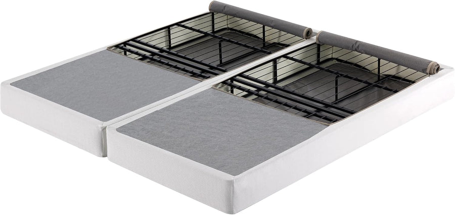 ZINUS No Assembly Metal Box Spring, 7.5 In White Mattress Foundation, Split King - $115