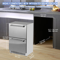 VEVOR Undercounter Refrigerator & Freezer, 24-inch Outdoor Drawer Fridge for Patio - $780