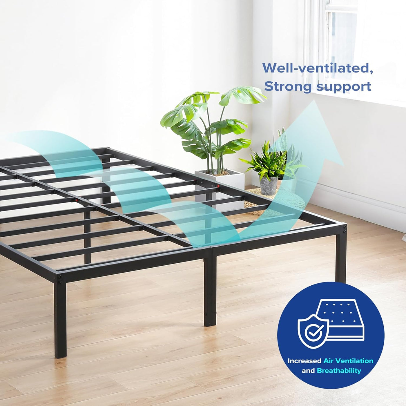 Olee Sleep 18 Inch Heavy Duty Steel Slat Anti-Slip Support, Platform Bed Frame - $50